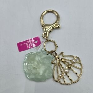 Seashell Keychain Gold and Green